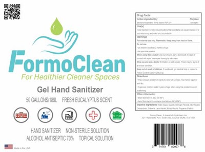 50 Gallon (Formoclean Gel Hand Sanitizer Label   50 Gallon Drum)